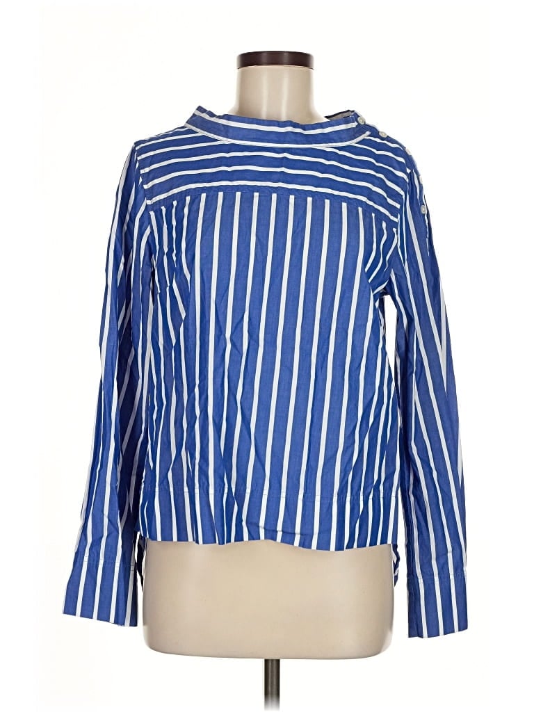 Pre-owned J.crew Factory Store Long Sleeve Blouse In Blue