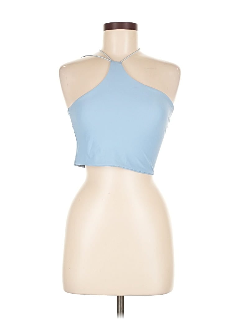 Pre-owned Alix Nyc Sleeveless Top Blue Halter Neckline Tops