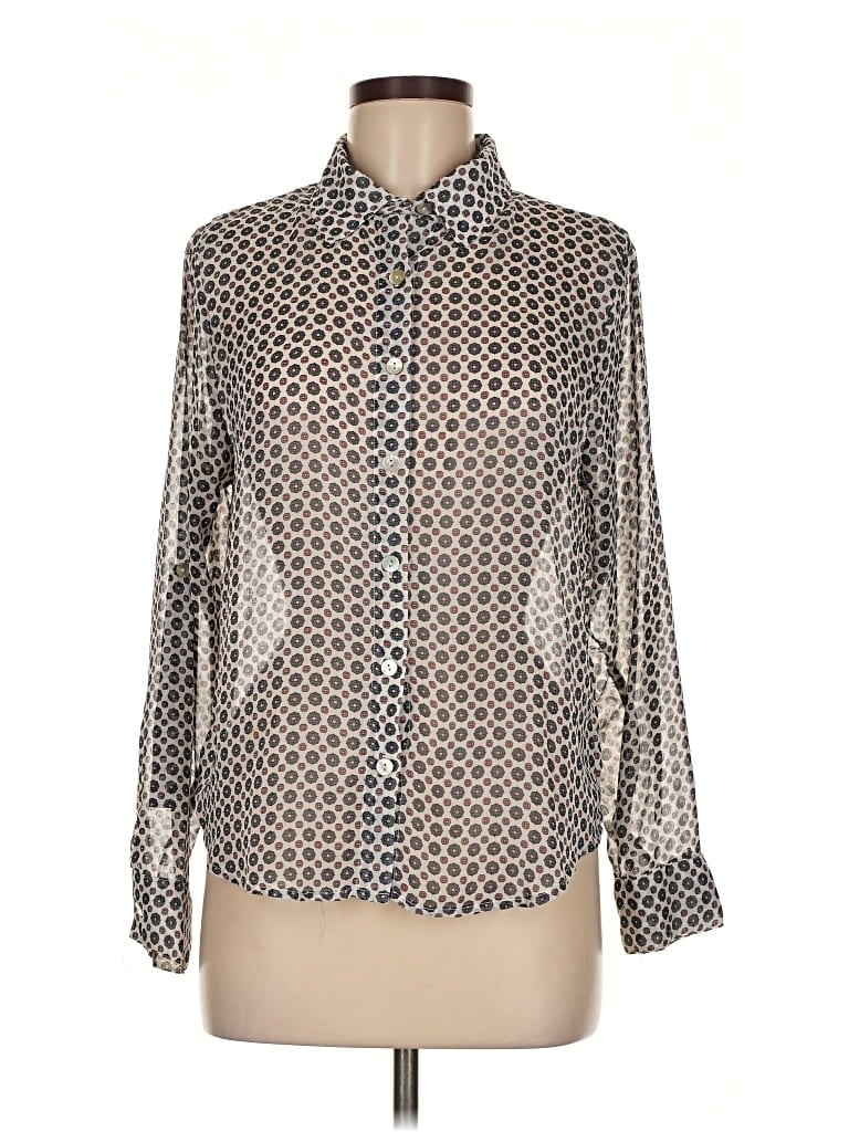 Pre-owned About A Girl Long Sleeve Blouse In Silver