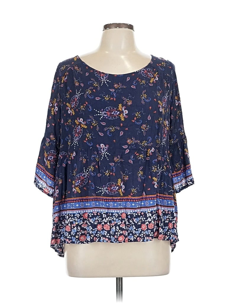 Pre-owned Xhilaration 3/4 Sleeve Blouse In Blue