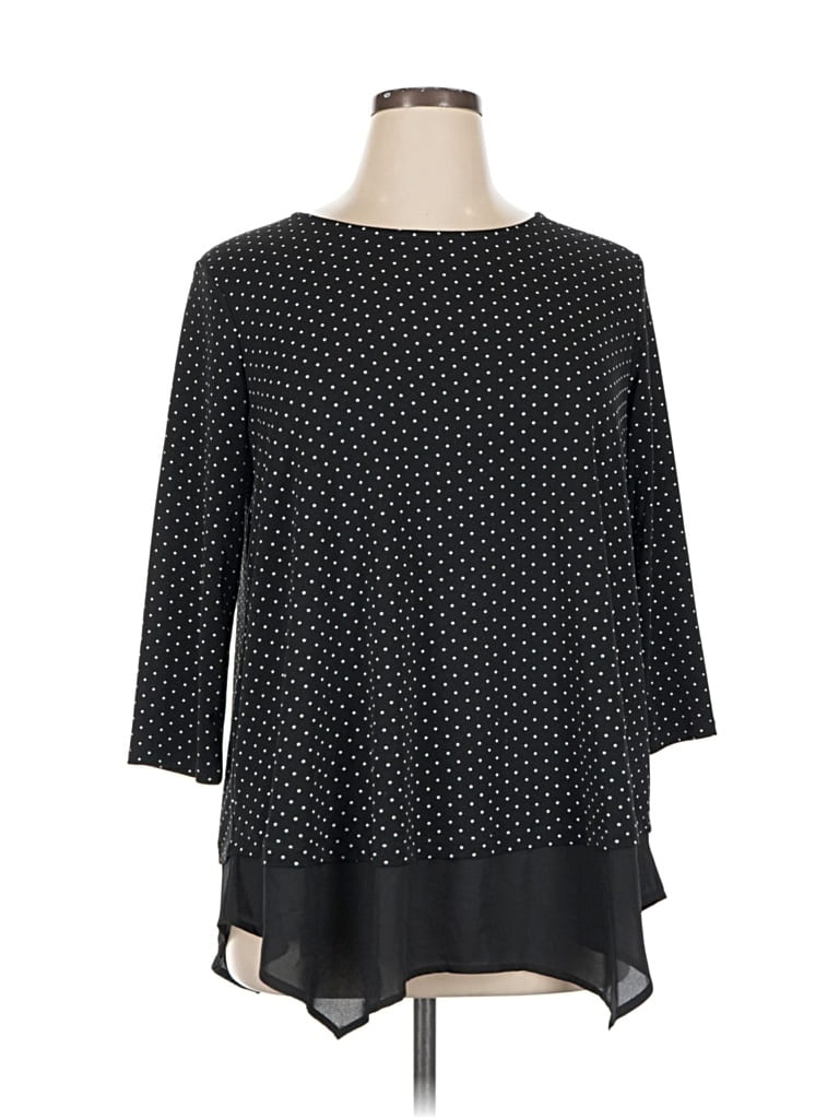 Pre-owned Adrianna Papell 3/4 Sleeve Blouse In Black
