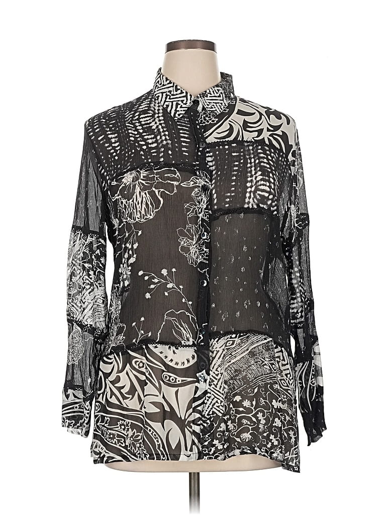 Pre-owned Chico's Long Sleeve Blouse In Black