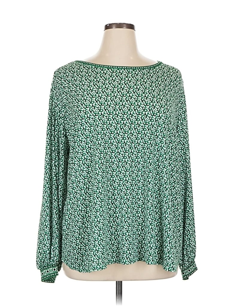 Pre-owned Max Studio Long Sleeve Blouse In Green
