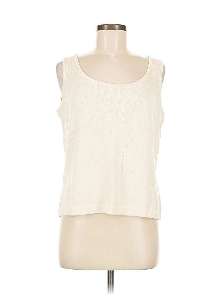 Pre-owned St John Sleeveless Top Ivory Scoop Neck Tops In White