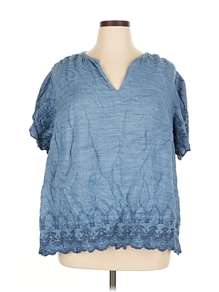 LANE BRYANT Pre-owned Short Sleeve Blouse In Blue