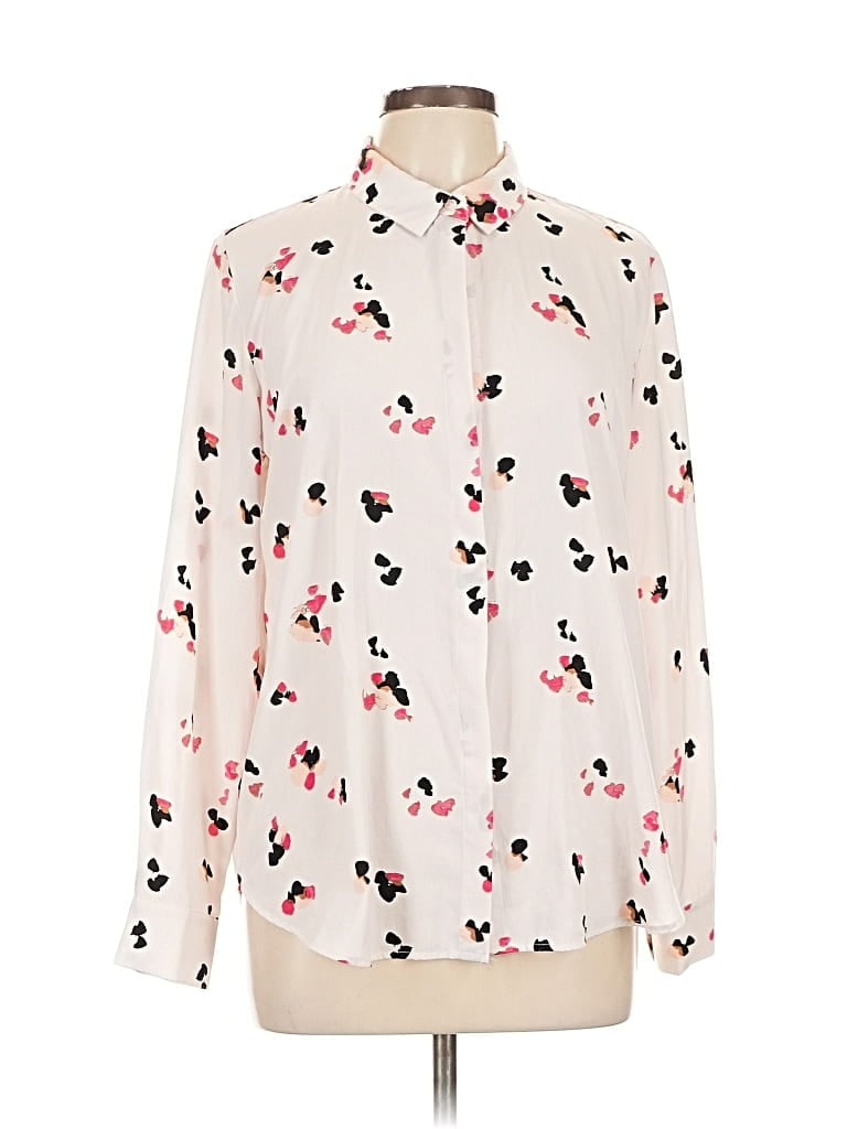 Pre-owned H&m Long Sleeve Blouse In White