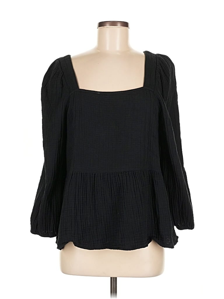 Pre-owned Madewell Long Sleeve Blouse In Black