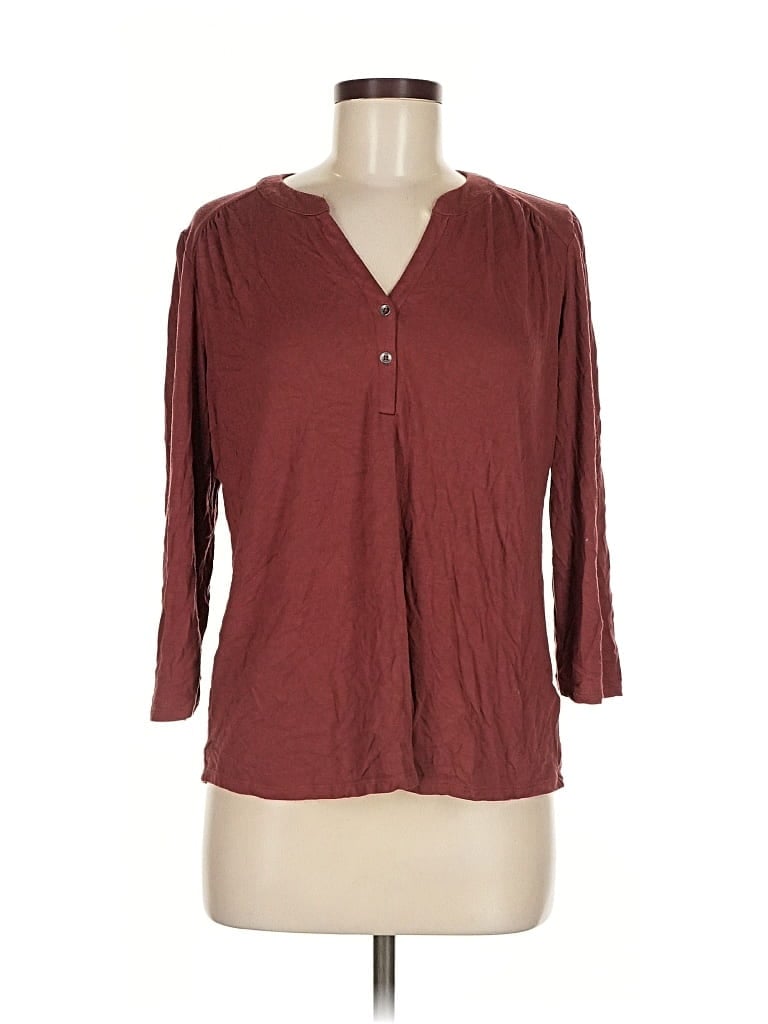 Pre-owned 24/7 Maurices 3/4 Sleeve Blouse In Burgundy