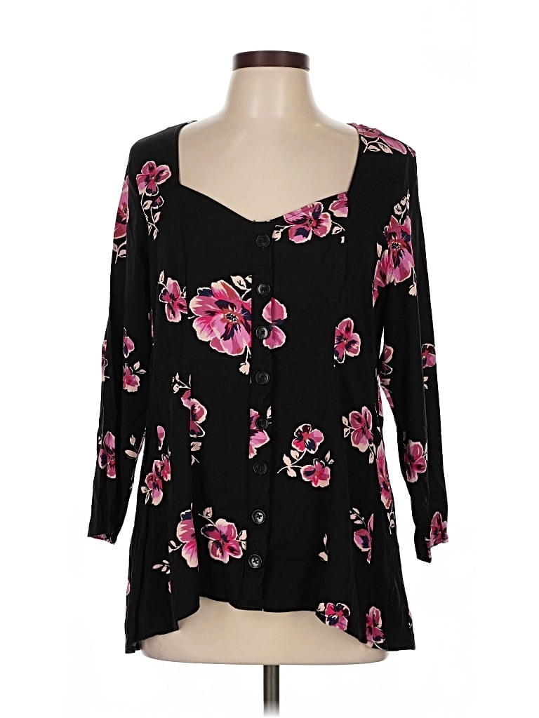 Pre-owned Torrid 3/4 Sleeve Blouse In Black