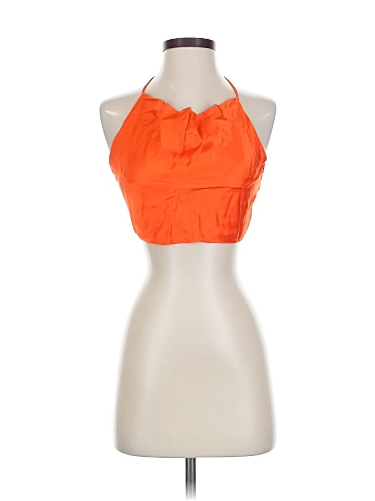 Pre-owned Zara Tank Top Orange Halter Neckline Tops