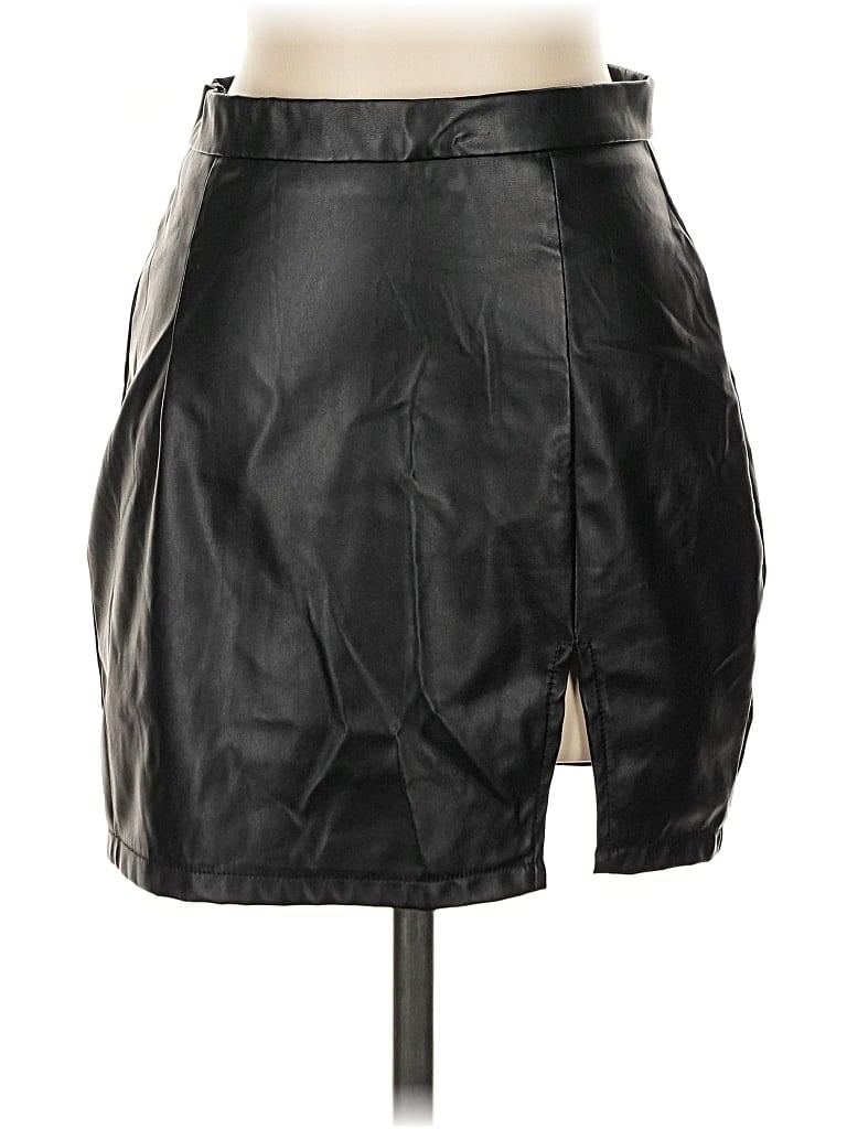 Pre-owned Unbranded Faux Leather Skirt In Black