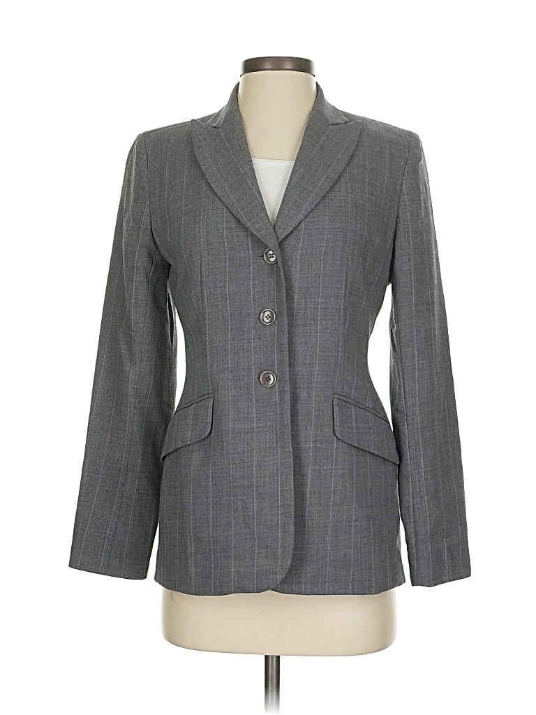 Pre-owned Ann Taylor Wool Blazer Jacket In Gray