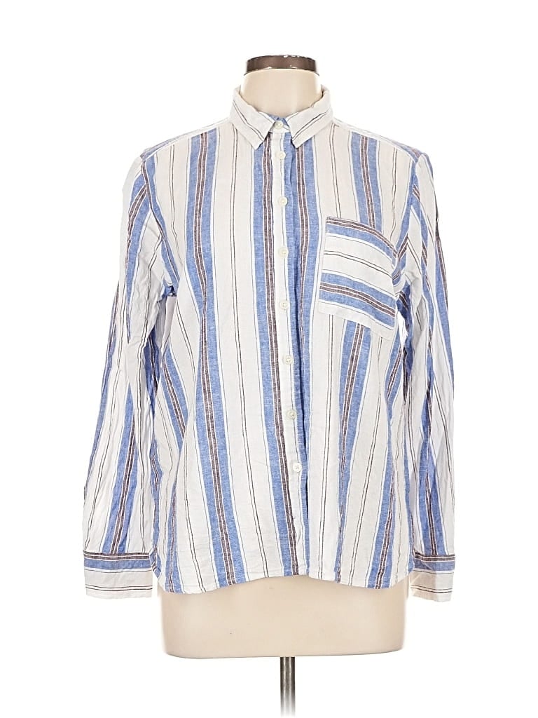 Pre-owned Ann Taylor Loft Long Sleeve Button Down Shirt In Blue