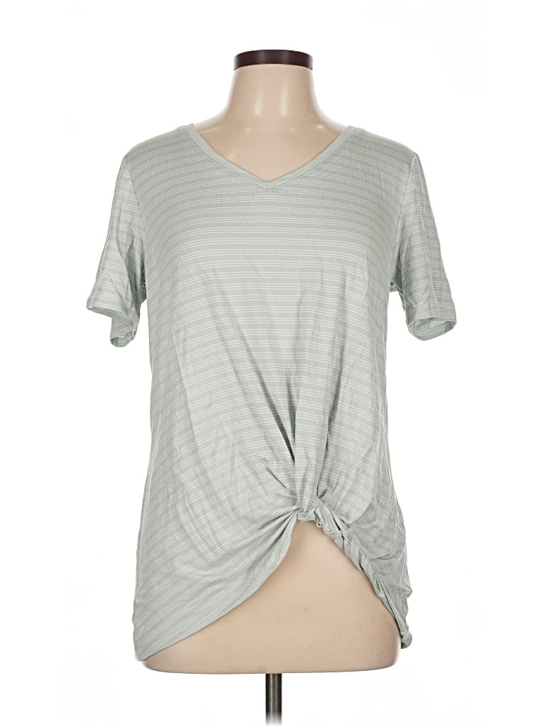 Matty M Short Sleeve Top Gray V Neck Tops In Gray