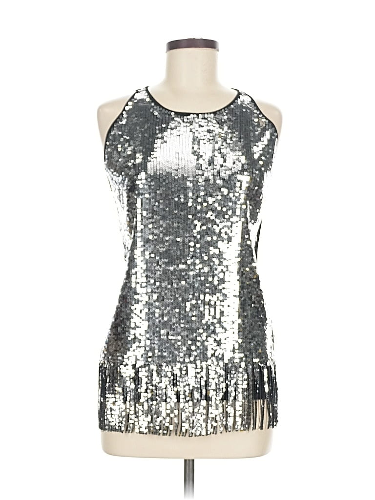 Pre-owned Inc International Concepts Sleeveless Top Silver Halter Neckline Tops