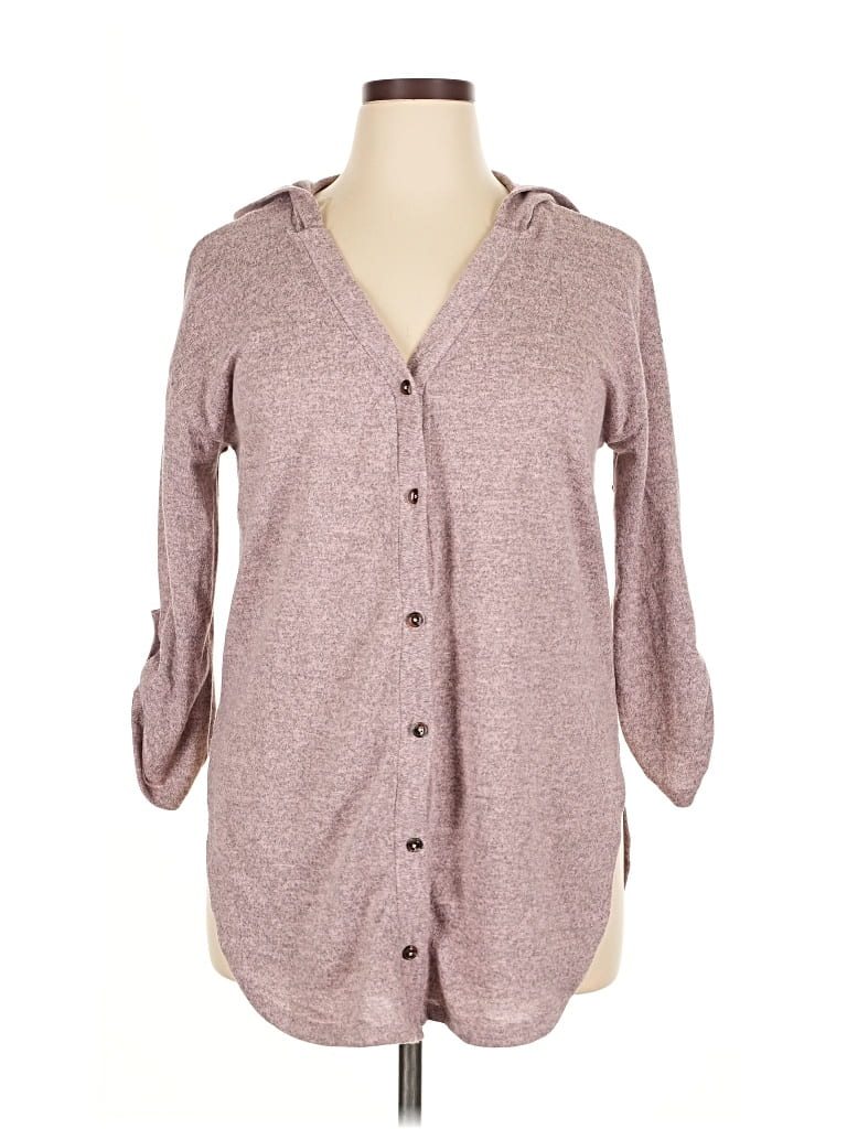 Pre-owned Almost Famous 3/4 Sleeve Blouse In Burgundy