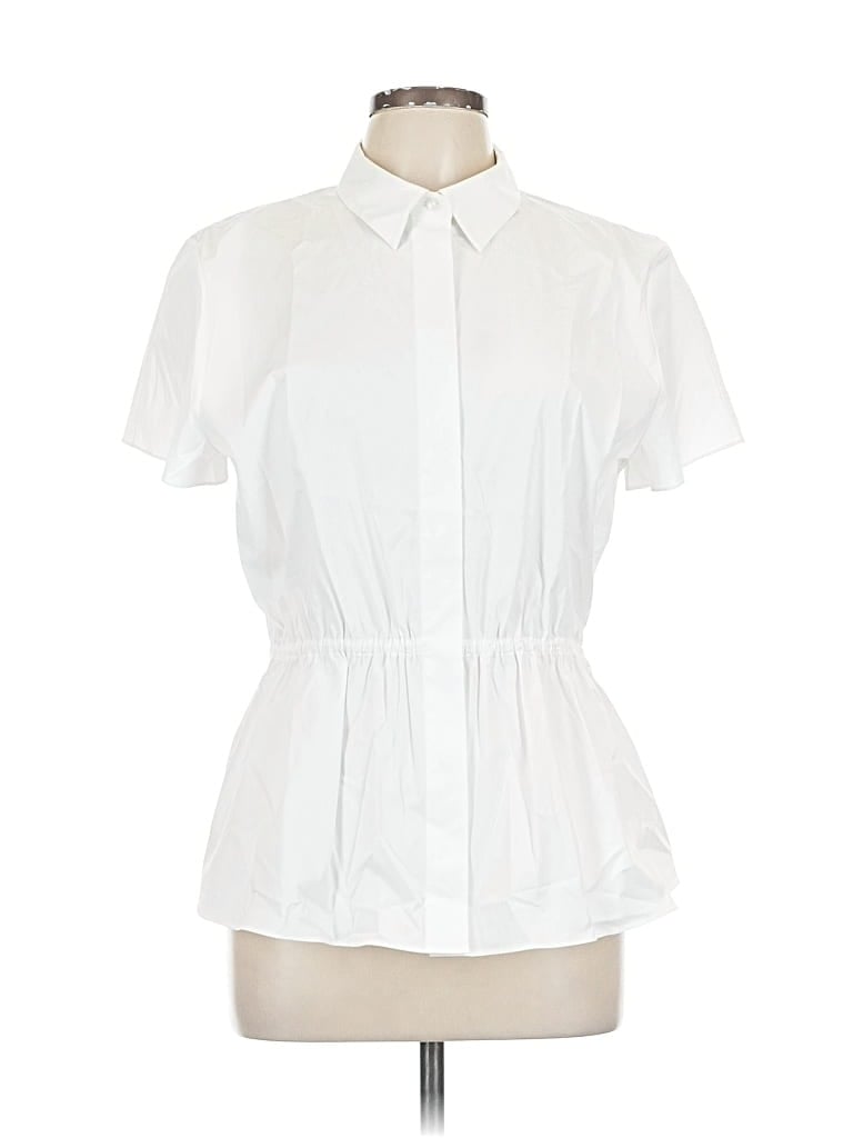 Pre-owned Theory Short Sleeve Blouse In White