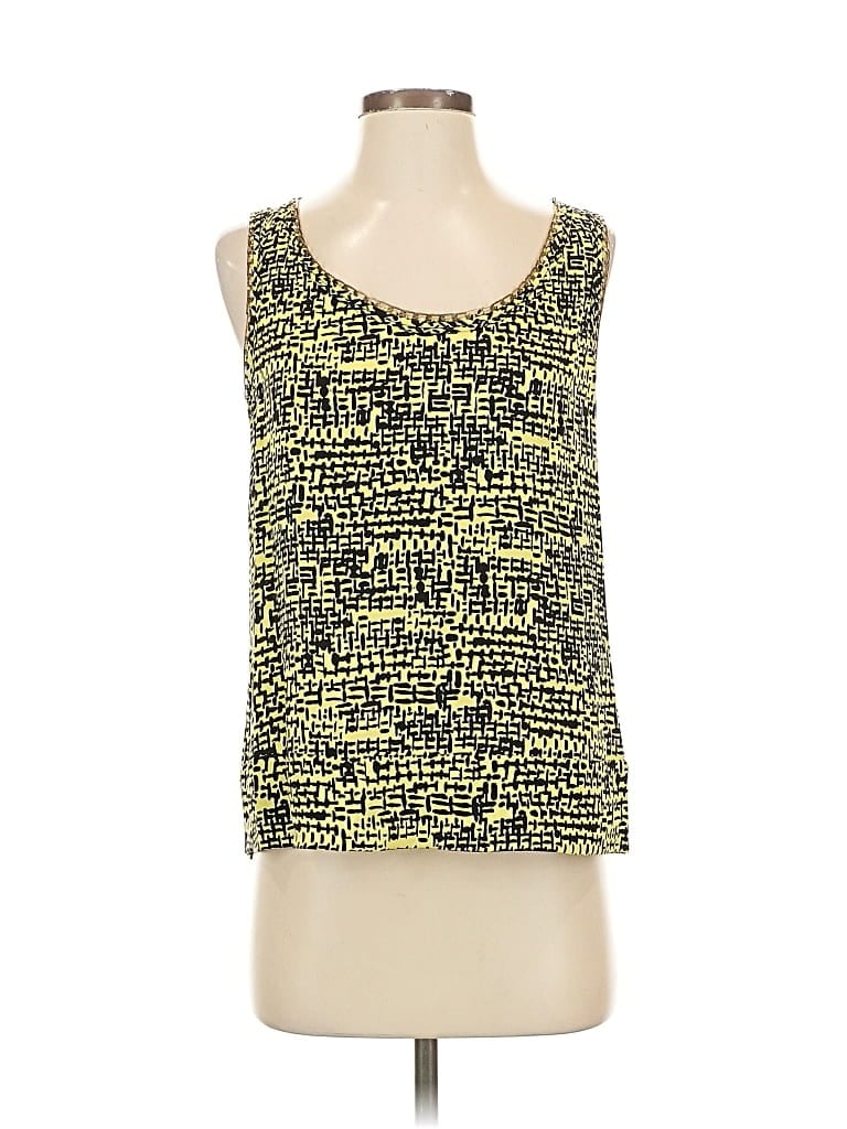 Pre-owned Diane Von Furstenberg Sleeveless Top Yellow Square Neckline Tops