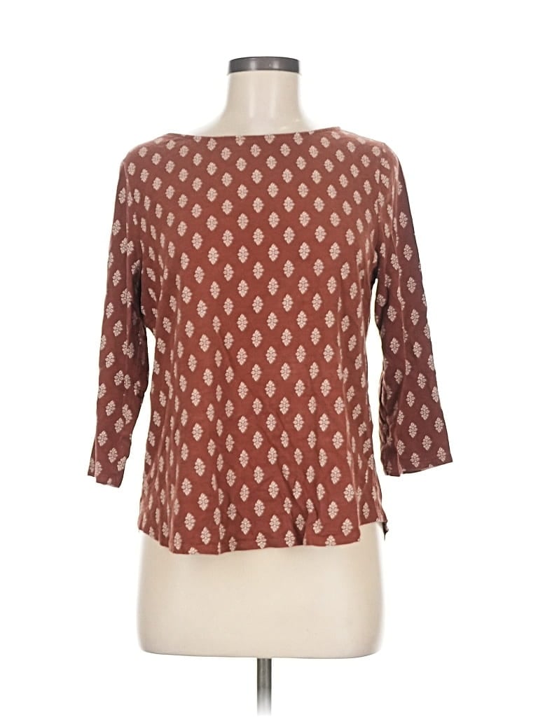 Pre-owned Chico's 3/4 Sleeve T-shirt In Brown