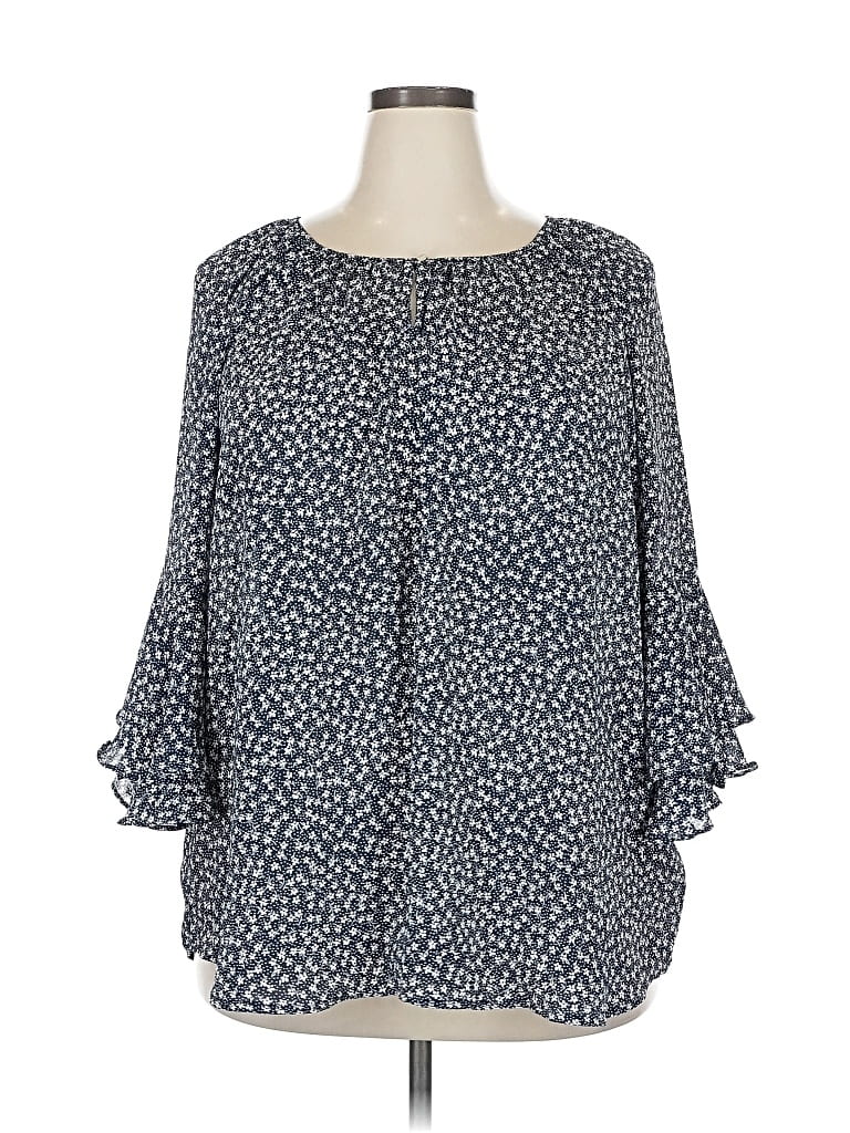 Pre-owned Chaps 3/4 Sleeve Blouse In Blue