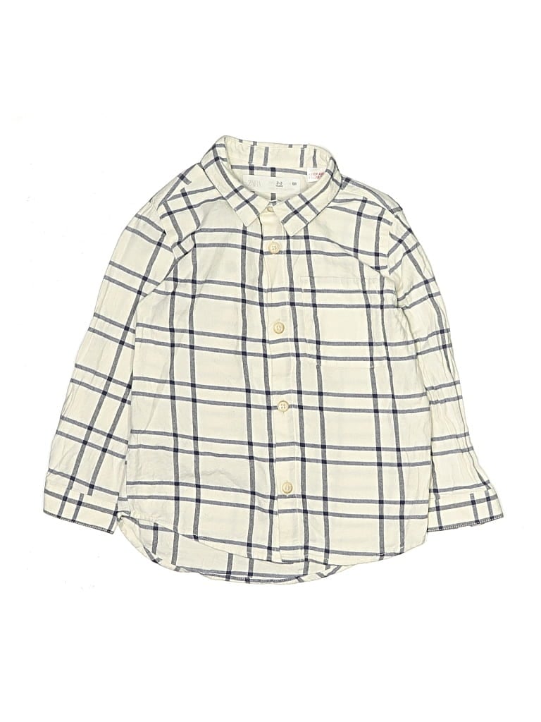 Pre-owned Zara Kids' Long Sleeve Button Down Shirt In White