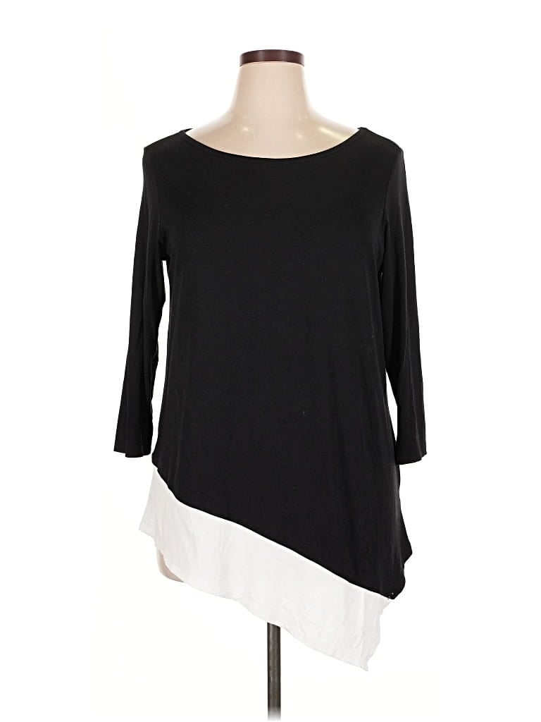 Pre-owned Signature Collection 3/4 Sleeve Top Black Boatneck Tops