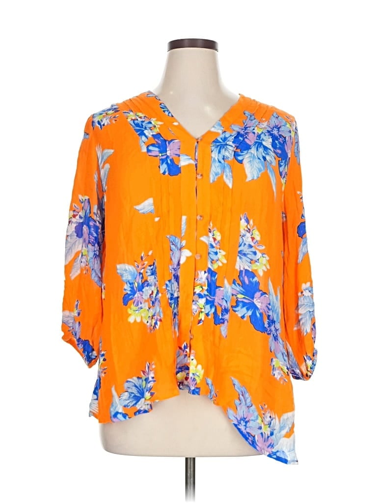 Pre-owned A.n.a. A New Approach 3/4 Sleeve Blouse In Orange