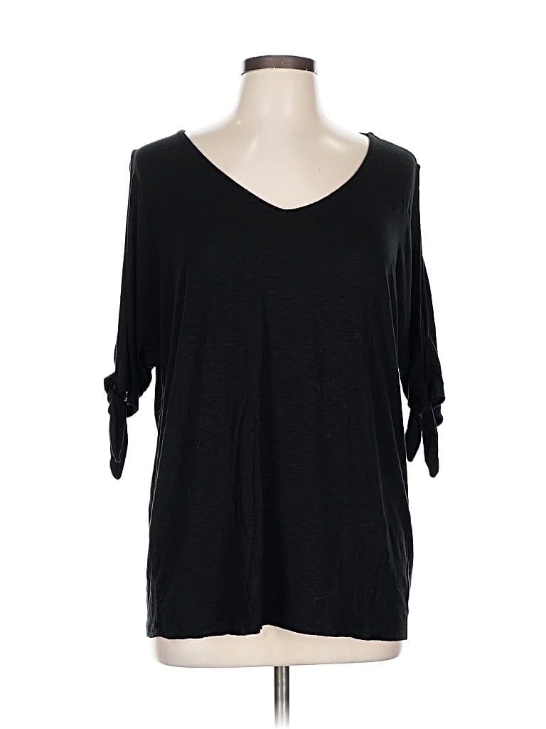 Pre-owned Tahari 3/4 Sleeve T-shirt In Black