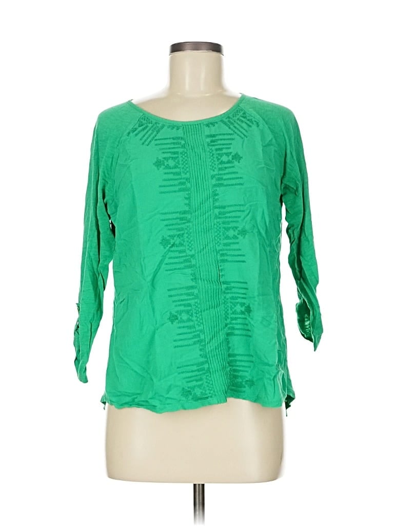 Pre-owned Chico's 3/4 Sleeve Blouse In Green