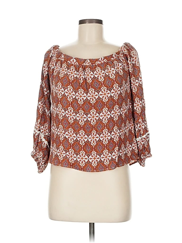 Pre-owned Paper Crane 3/4 Sleeve Blouse In Brown