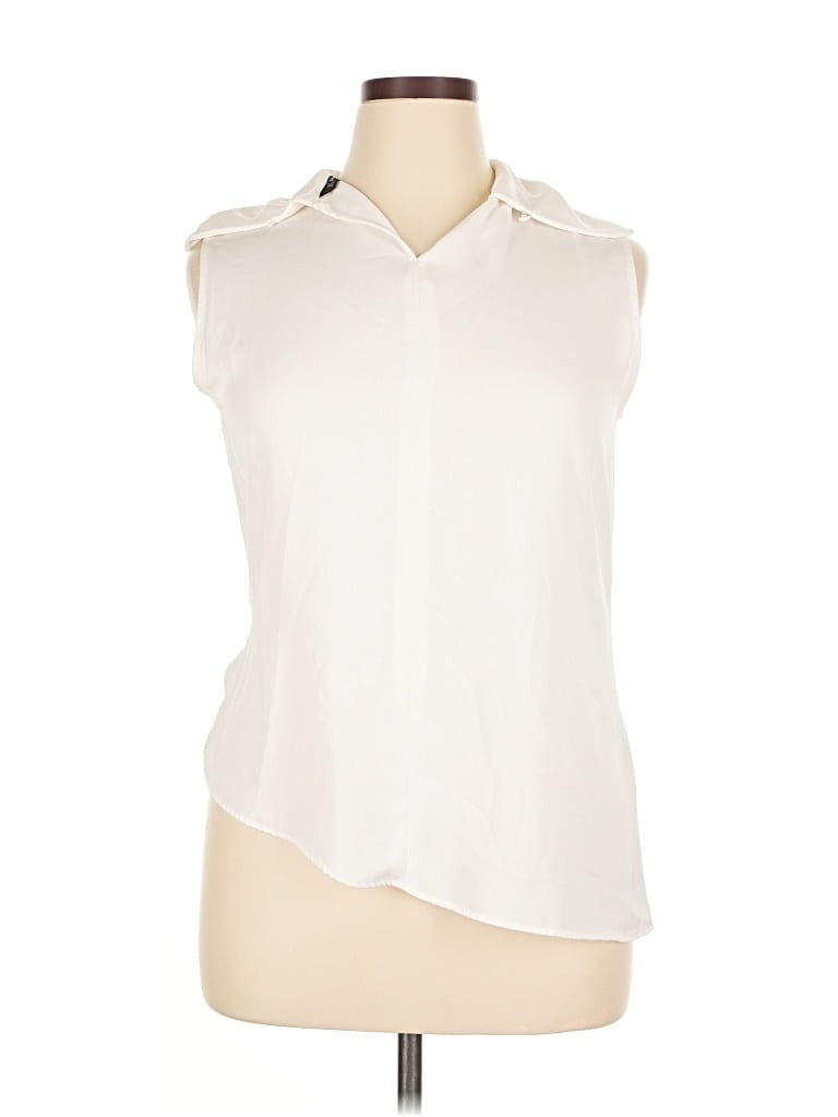 Pre-owned Zara Basic Sleeveless Button Down Shirt In White