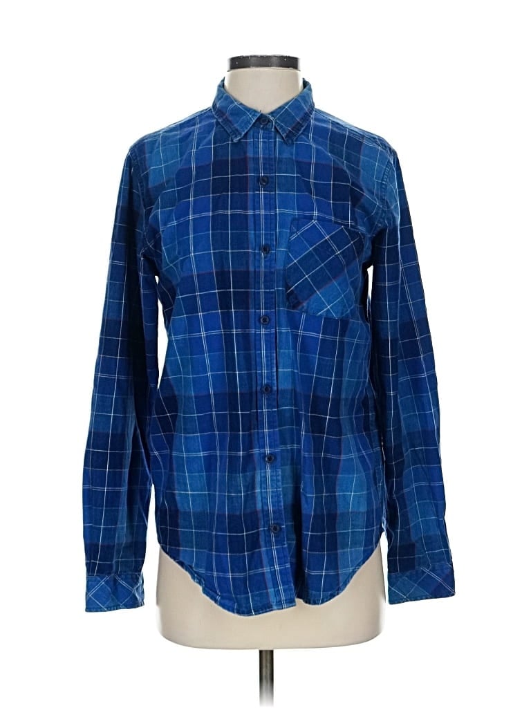 Pre-owned Current Elliott Long Sleeve Button Down Shirt In Blue