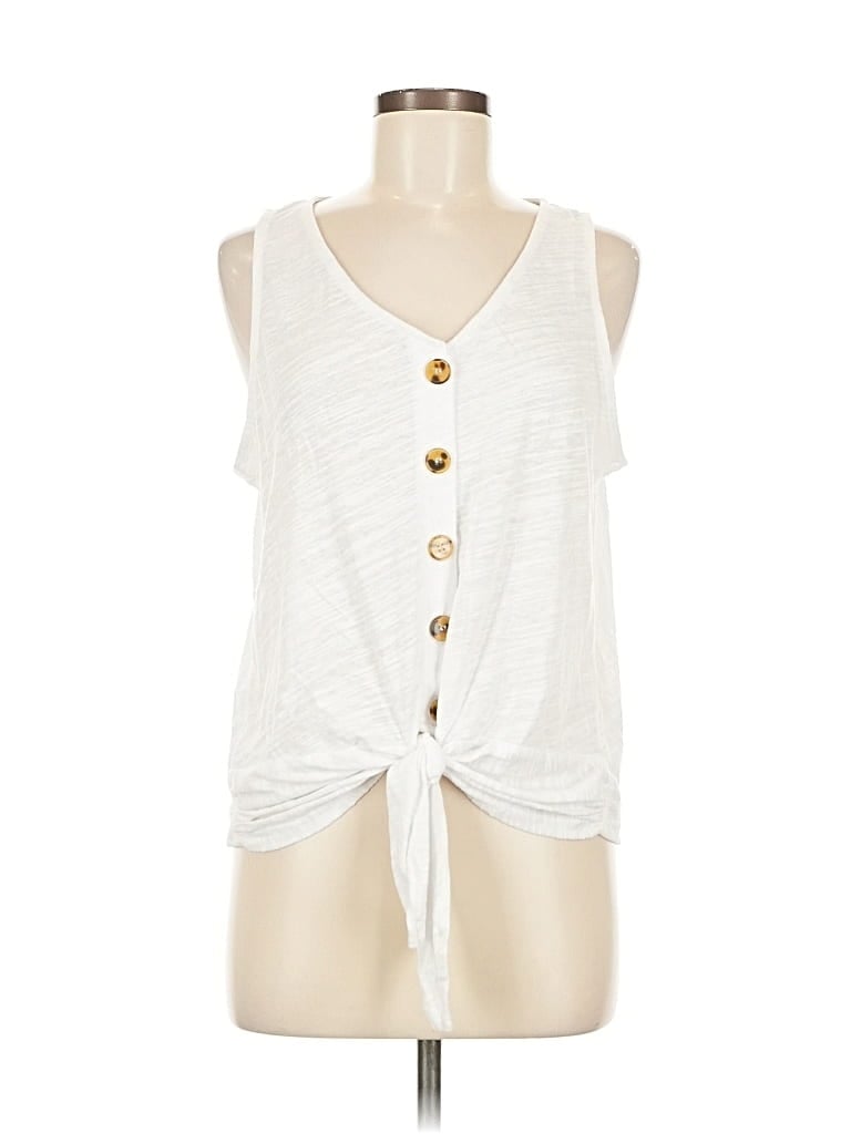 Pre-owned 78 & Sunny Sleeveless Button Down Shirt In White