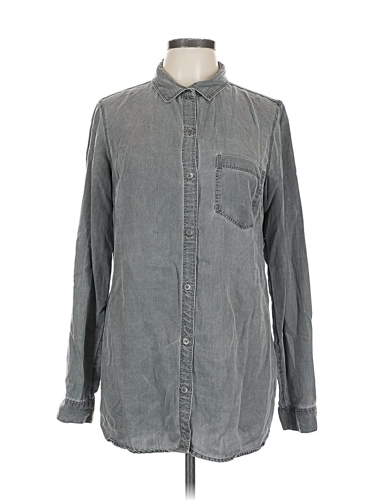 OLD NAVY Pre-owned Long Sleeve Button Down Shirt In Gray