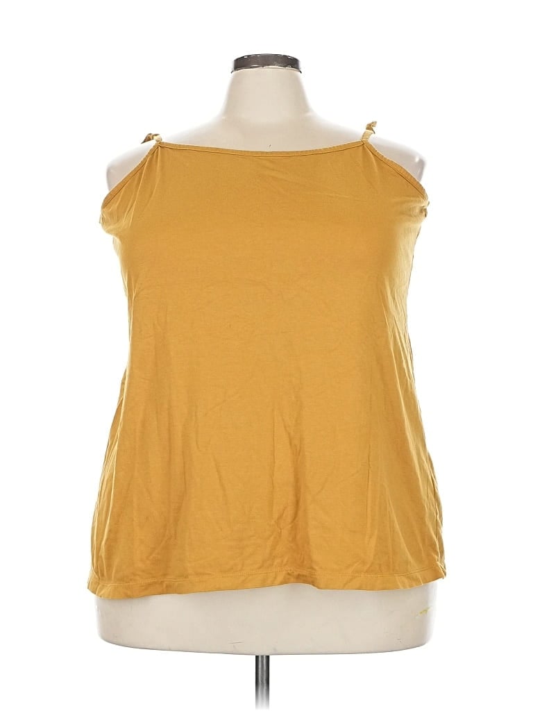 Pre-owned Logo By Lori Goldstein Tank Top Gold Cold Shoulder Neckline Tops