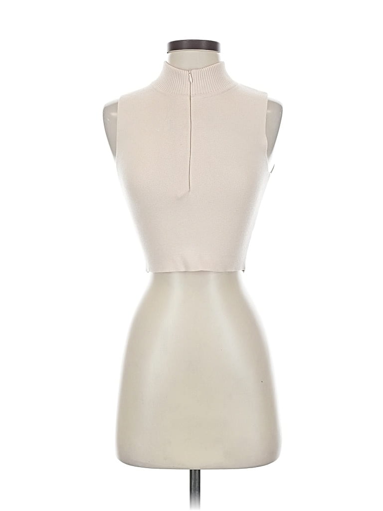 Pre-owned Live The Process Sleeveless Top Ivory High Neck Tops In White