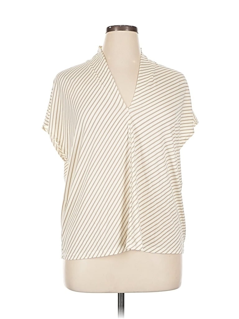 Pre-owned H&m Short Sleeve Top Ivory Cowl Neck Tops In White
