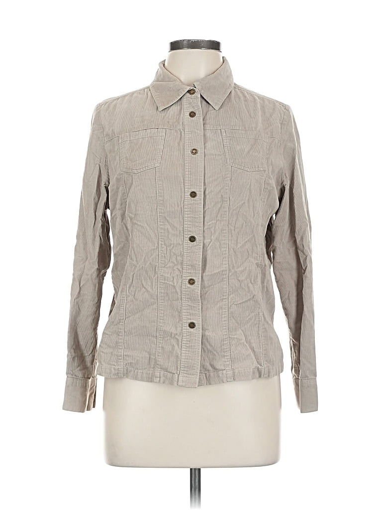 Pre-owned Valerie Stevens Long Sleeve Button Down Shirt In Gray