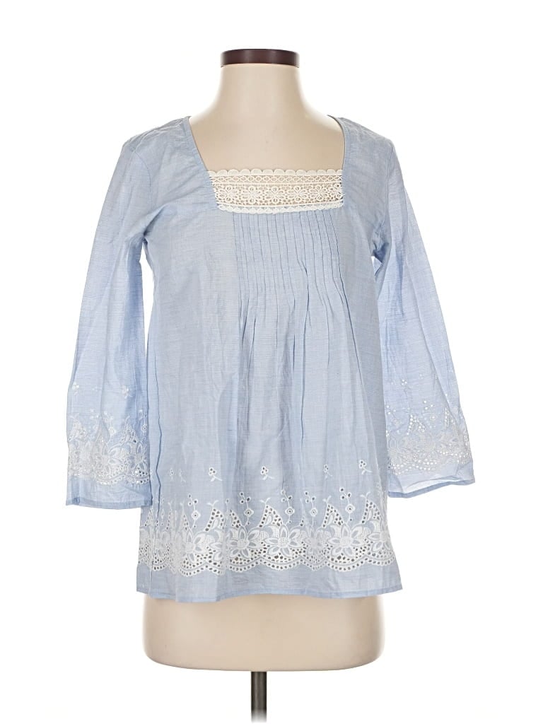 Click to view more detailed imagery on our partner's website Pre-owned Roberta Roller Rabbit 3/4 Sleeve Blouse In Blue