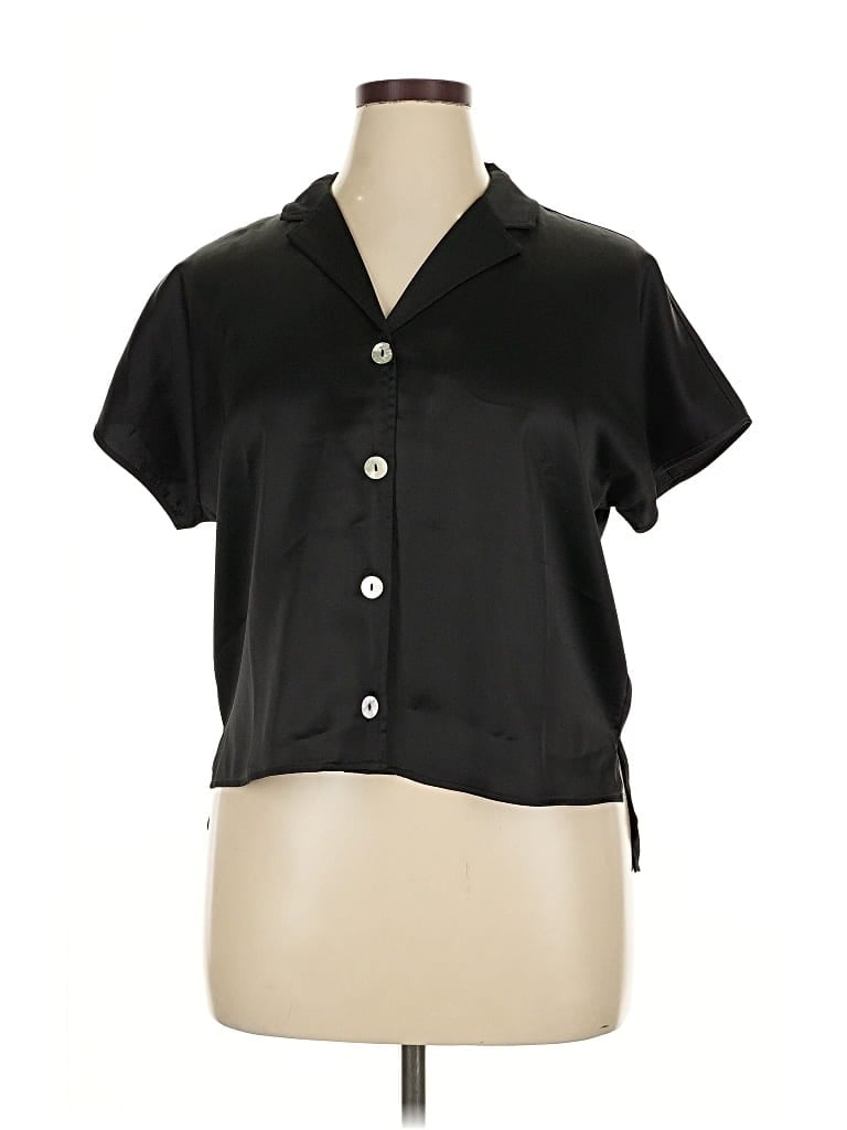 Pre-owned Rachel Zoe Tjx Short Sleeve Blouse In Black