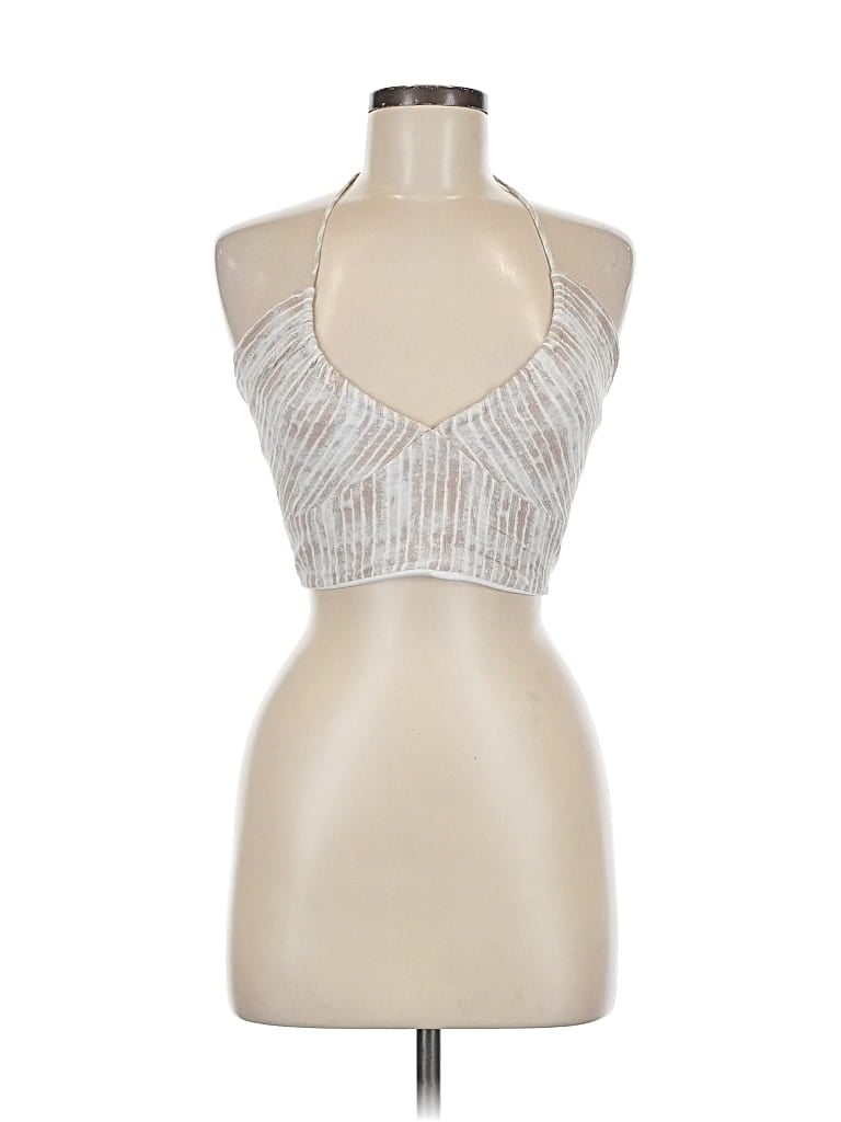 Pre-owned Windsor Halter Top Silver Halter Neckline Tops