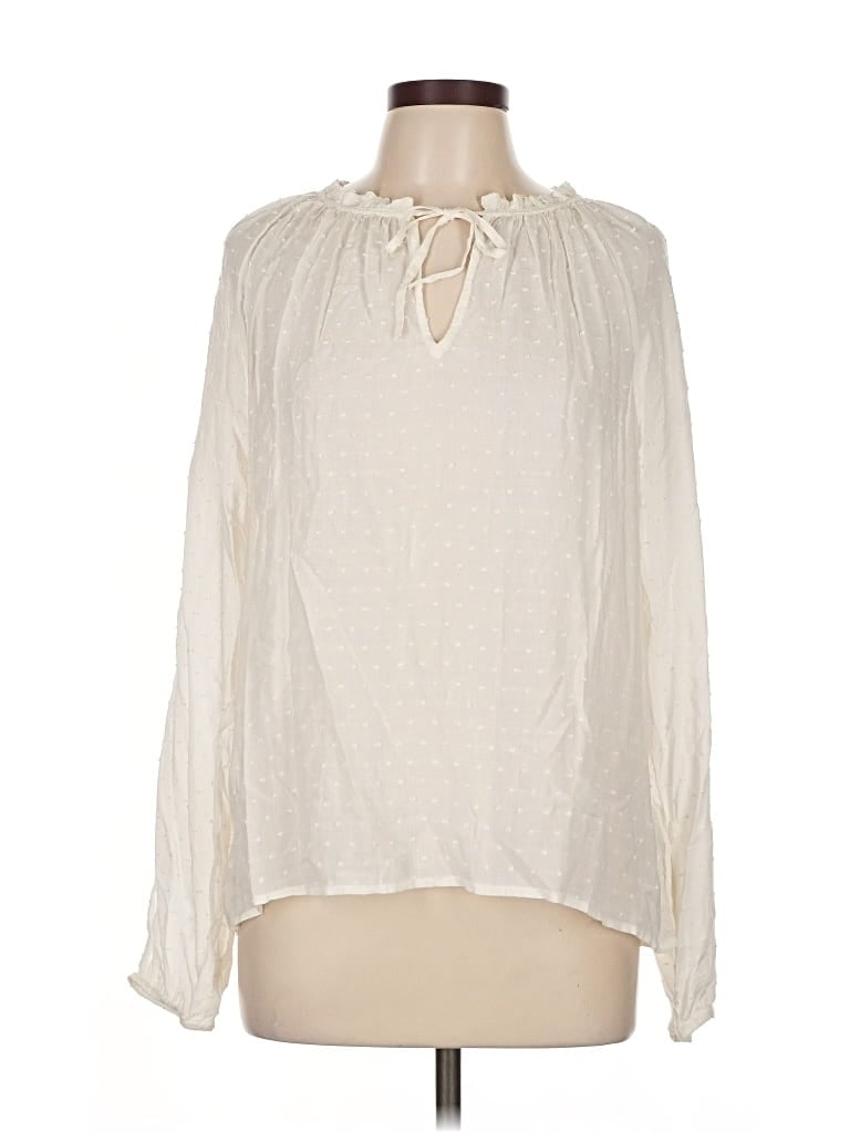 Pre-owned Gap Long Sleeve Blouse In White