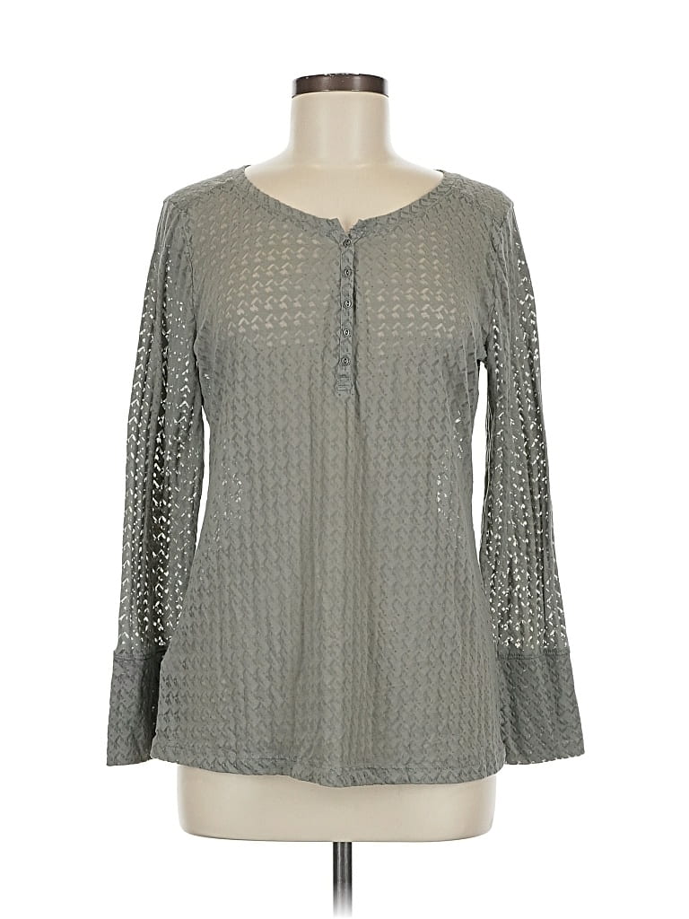 Pre-owned Eddie Bauer Long Sleeve Henley Shirt In Gray