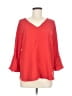 Pleione 100% Polyester Red 3/4 Sleeve Blouse Size M - photo 1