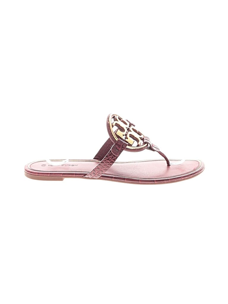 Pre-owned Tory Burch Sandals In Burgundy