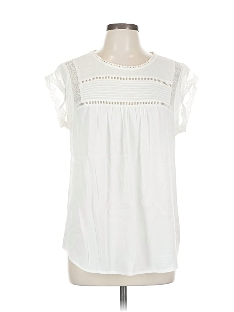Pre-owned Unbranded Short Sleeve Blouse In White
