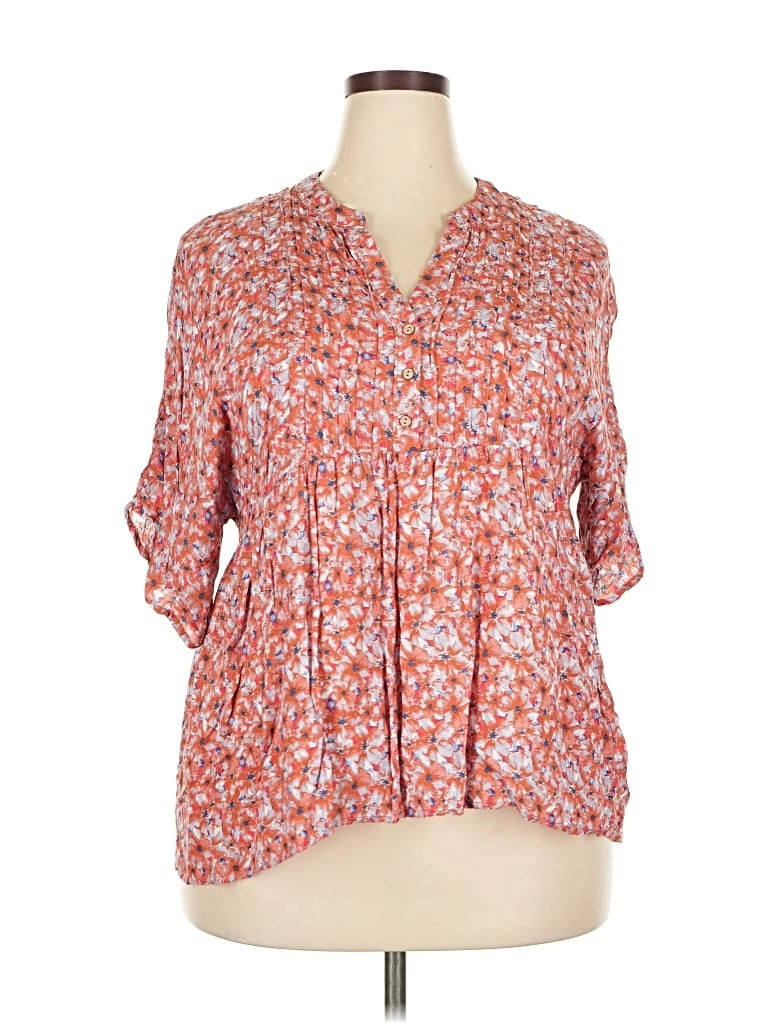 Pre-owned Knox Rose 3/4 Sleeve Blouse In Orange