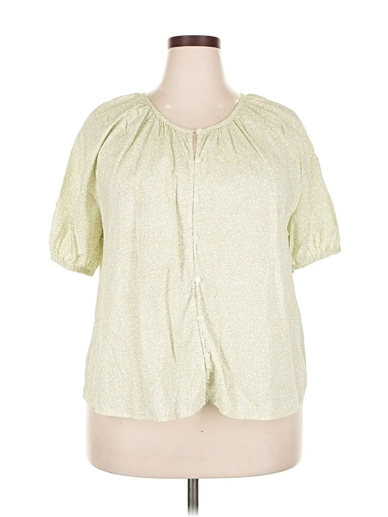 Pre-owned Universal Thread Short Sleeve Blouse In Green