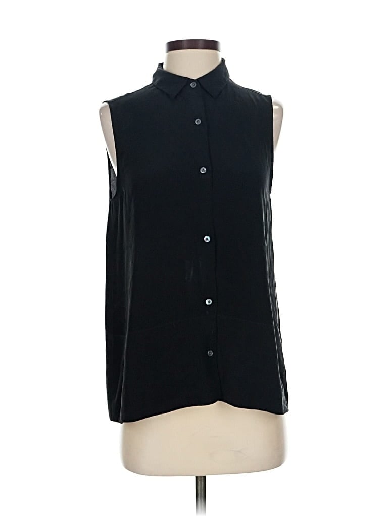 Pre-owned Everlane Sleeveless Button Down Shirt In Black