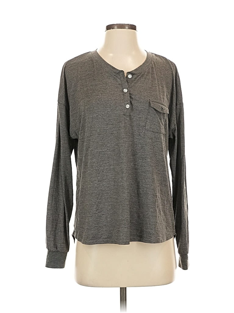 Click to view more detailed imagery on our partner's website Pre-owned Splendid Long Sleeve Henley Shirt In Gray
